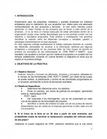 Procesos y conceptos utilizados en el manejo de las herramientas CPM, PERT Y GANNT. Página 1