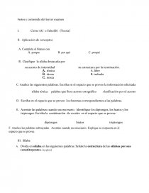 Gramatica Partes y contenido del tercer examen. Página 1
