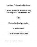 Expresión Oral y escrita. El periodismo.