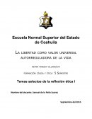 La libertad como valor universal autorreguladora de la vida