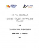 GUÍA PARA DESARROLLAR EL EXAMEN COMPLEXIVO COMO TRABAJO DE TITULACIÓN DEL TÉCNICO SUPERIOR EN ENFERMERÍA