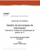 Gestión de tecnologías de información Actividad 2. Análisis de metodologías de gestión de TI