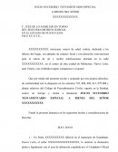 DENUNCIA JUICIO SUCESORIO TESTAMENTARIO ESPECIAL