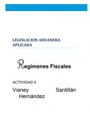 LEGISLACION ADUANERA APLICADA Regímenes Fiscales ACTIVIDAD 4