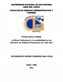 La Ética Profesional y la credibilidad en los informes de Auditoría Financiera en “topi top"