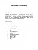 Laboratorio de Transformaciones de la materia