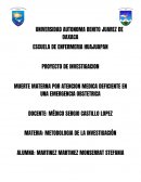 MUERTE MATERNA POR ATENCION MEDICA DEFICIENTE EN UNA EMERGENCIA OBSTETRICA