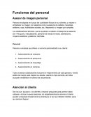Funciones del personal: Asesor de imagen personal