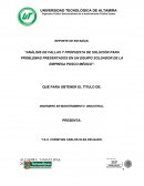 Análisis de fallas y propuesta de solución para problemas presentados en un equipo soldador de la empresa Posco México