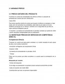 VARIABLE PRECIO: PRECIO UNITARIO DEL PRODUCTO