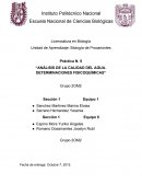 ANÁLISIS DE LA CALIDAD DEL AGUA. DETERMINACIONES FISICOQUÍMICAS