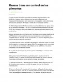 Grasas trans sin control en los alimentos