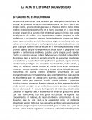LA FALTA DE LECTURA EN LA UNIVERSIDAD SITUACIÒN NO ESTRUCTURADA