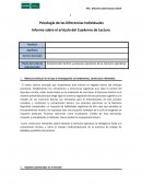 Informe sobre el artículo del Cuaderno de Lectura