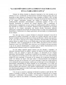 LA GESTIÓN EDUCATIVA COMO UN FACTOR CLAVE EN LA TAREA EDUCATIVA