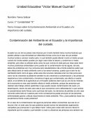Contaminación del medio ambiente en el Ecuador y la importancia del cuidado