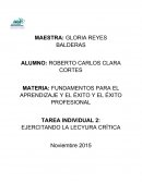 TAREA INDIVIDUAL: EJERCITANDO LA LECYURA CRÍTICA