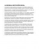 Ensayo: La escuela como institución social