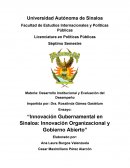 Innovación Gubernamental en Sinaloa: Innovación Organizacional y Gobierno Abierto