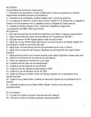 Las presidencias históricas. Cuestionario