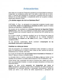 Factores que influyen y consecuencias que afectan en el aumento de la inseguridad en las colonias de Chetumal de 2014 a 2015. Página 4