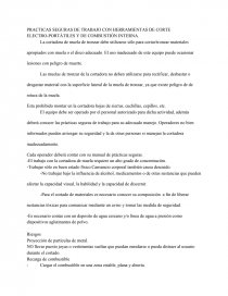 PRACTICAS SEGURAS DE TRABAJO CON HERRAMIENTAS DE CORTE ELECTRO-PORTÁTILES Y DE COMBUSTIÓN INTERNA. Página 1