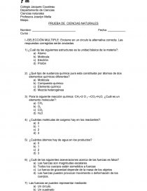PRUEBA DE CIENCIAS NATURALES. Página 1