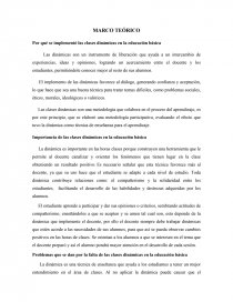 LAS DINÁMICAS EN LA HORA CLASE EN LA ESCUELA. Página 1