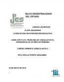 COMO AFECTA EL PROBLEMA DE LENGUAJE EN EL APRENDIZAJE DE UN NIÑO DE PRIMARIA
