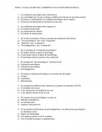 Preguntas Evaluación Psicológica Tema 1. Página 1