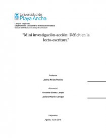 “Mini investigación-acción: Déficit en la lecto-escritura”. Página 1