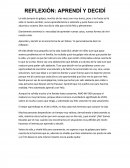 REFLEXION APRENDÍ Y DECIDÍ