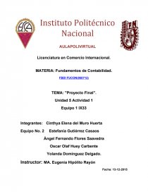 Ejemplo de el Proyecto Final de Fundamentos de Contabilidad IPN. Página 1