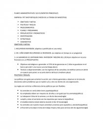 PLANES ADMINISTRATIVOS: SUS ELEMENTOS PRINCIPALES EMPRESA: PET SHOP BOYS(LOS CHICOS DE LA TIENDA DE MASCOTAS). Página 1