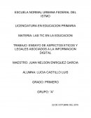 ASPECTOS ETICOS Y LEGALES ASICIADOS A LA INFORMACION DIGITAL