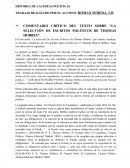 COMENTARIO CRÍTICO DEL TEXTO SOBRE “LA SELECCIÓN DE ESCRITOS POLÍTICOS DE THOMAS HOBBES”