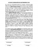 ACTA DE CELEBRACION DE MATRIMONIO.