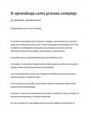 El Aprendizaje como Proceso Complejo