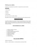 Políticas de crédito. Apuntes