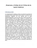 Alcances y límites de la Crítica de la razón histórica