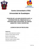 POSICIÓN DE LAS ADOLESCENTES ANTE LA INTERRUPCIÓN DEL EMBARAZO DE LA PREPARATORIA VOCACIONAL