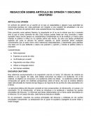 LA REDACCIÓN SOBRE ARTÍCULO DE OPINIÓN Y DISCURSO ORATORIO