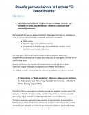 Reseña personal sobre la Lectura "El conocimiento"