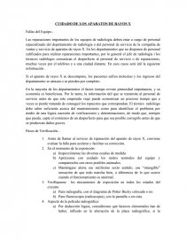CUIDADO DE LOS APARATOS DE RAYOS X. Página 1