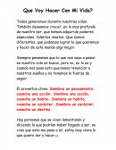 Ensayo Que Voy Hacer Con Mi Vida