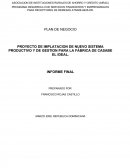 PROYECTO DE IMPLATACION DE NUEVO SISTEMA PRODUCTIVO Y DE GESTION PARA LA FÁBRICA DE CASABE EL IDEAL.