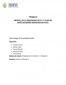 TRABAJO GRUPAL N.E.E DERIVADAS DE D.I Y PLAN DE ADECUACIONES INDIVIDUALES PACI