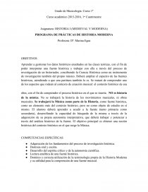PROGRAMA DE PRÁCTICAS DE HISTORIA MODERNA. Página 1