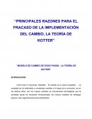 PRINCIPALES RAZONES PARA EL FRACASO DE LA IMPLEMENTACIÓN DEL CAMBIO, LA TEORÍA DE KOTTER