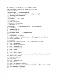 Criterios de calidad según la norma UNE-EN 13816. Página 1